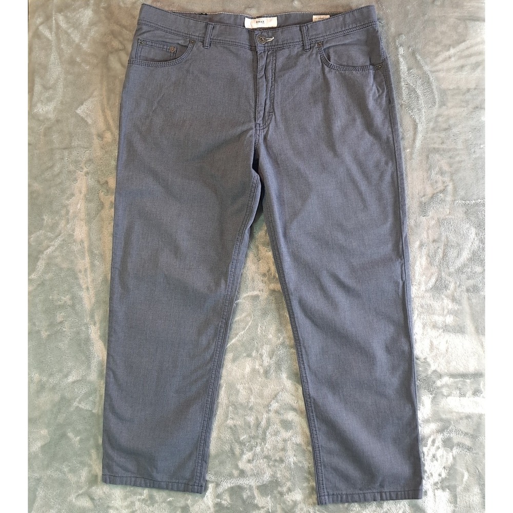 Brax Pants Mens Blue Straight Regular Fit Cooper Fancy Actual 37 x 27 Preppy